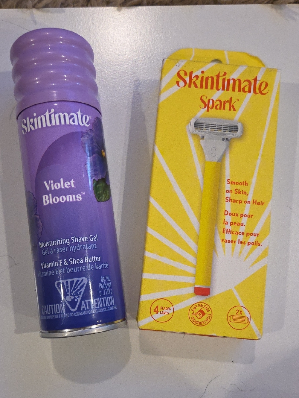 Skintimate Violet Blooms Moisturizing Shave Gel & Skintimate Spark Yellow Razor